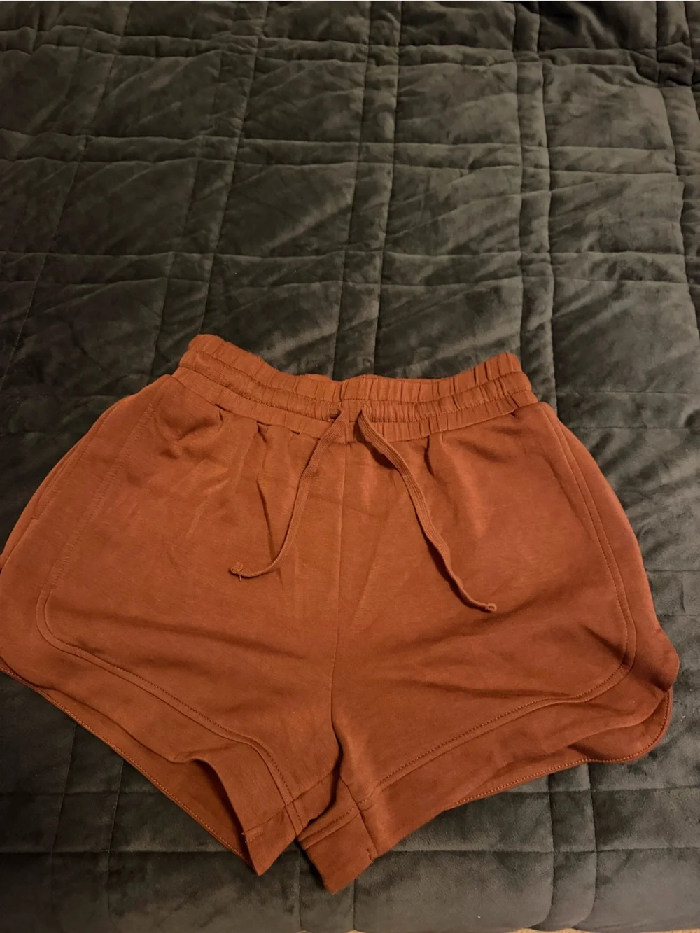 Women's brown Elastic Waist Lounge Shorts with Drawstring